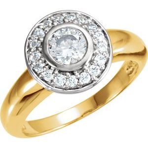 14K Yellow & White 5.2 mm Round Engagement Ring Mounting