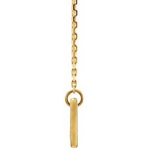 18K Yellow Gold-Plated Sterling Silver .03 CT Diamond Bar Engravable 18" Necklace