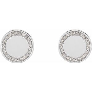 14K White 1/4 CTW Diamond Engravable Earrings