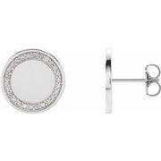 14K White 1/4 CTW Diamond Engravable Earrings