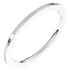 14K White 1 mm Flat Comfort Fit Band Size 10