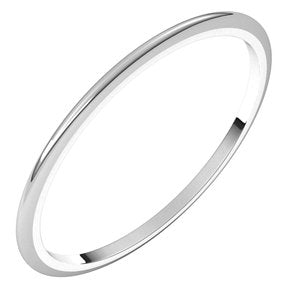 14K White 1 mm Half Round Band Size 10