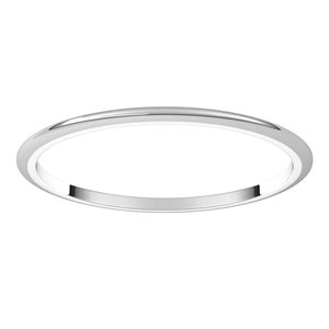 14K White 1 mm Half Round Band Size 10