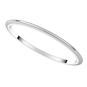 14K White 1 mm Half Round Band Size 10