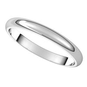 14K White 2.5 mm Half Round Band Size 10