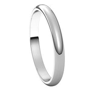 14K White 2.5 mm Half Round Band Size 10