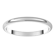 14K White 2 mm Half Round Band Size 10