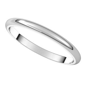 14K White 2 mm Half Round Band Size 10