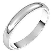 14K White 3 mm Half Round Band Size 10