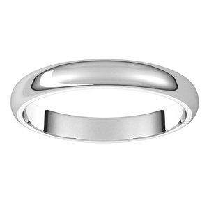 14K White 3 mm Half Round Band Size 10