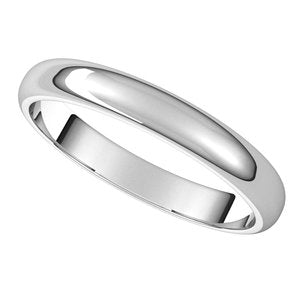 14K White 3 mm Half Round Band Size 10