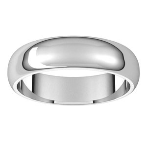 14K White 5 mm Half Round Band Size 10