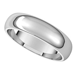 14K White 5 mm Half Round Band Size 10