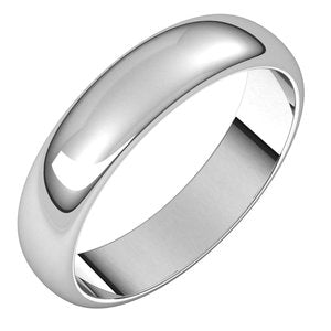 14K White 4.5 mm  Half Round Band Size 10