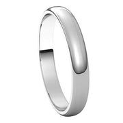 14K White 3 mm Half Round Light Band Size 10