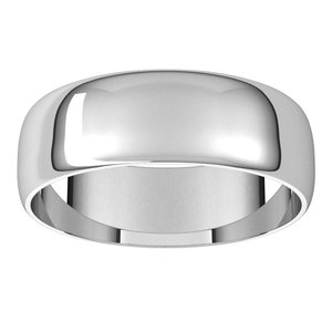 14K White 6 mm Half Round Ultra-Light Band Size 10