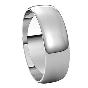 14K White 6 mm Half Round Ultra-Light Band Size 10