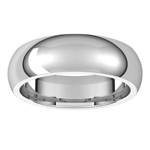 14K White 6 mm Half Round Comfort Fit Band Size 7