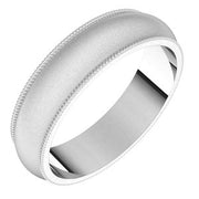 14K White 5 mm Milgrain Half Round Band Size 5