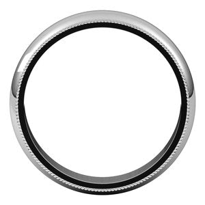 14K White 5 mm Milgrain Half Round Band Size 5