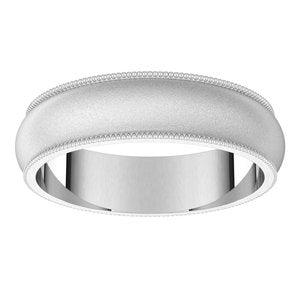 14K White 5 mm Milgrain Half Round Band Size 5