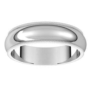 14K White 5 mm Milgrain Half Round Band Size 5