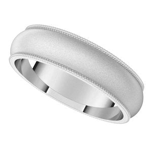 14K White 5 mm Milgrain Half Round Band Size 5