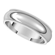 14K White 5 mm Milgrain Half Round Band Size 5