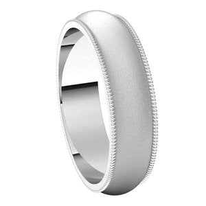 14K White 5 mm Milgrain Half Round Band Size 5