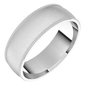 14K White 6 mm Milgrain Half Round Comfort Fit Band Size 7