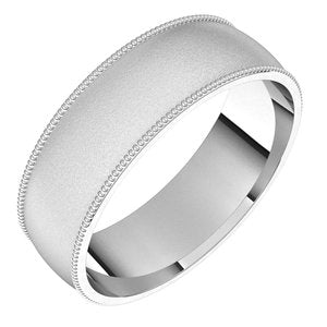 14K White 6 mm Milgrain Half Round Comfort Fit Band Size 7