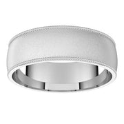 14K White 6 mm Milgrain Half Round Comfort Fit Band Size 7