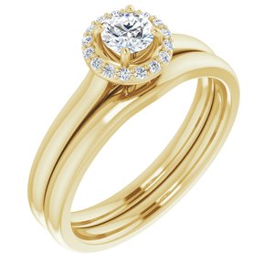 14K Yellow 4.1 mm Round Halo-Style Engagement Ring Mounting