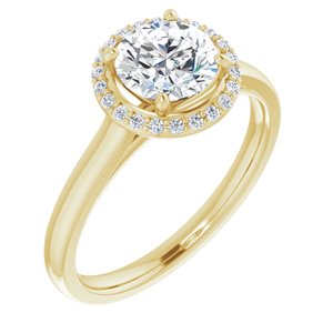 14K Yellow 4.1 mm Round Halo-Style Engagement Ring Mounting