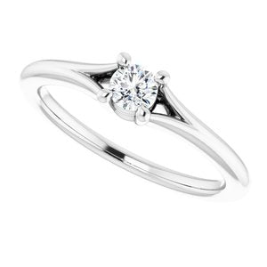 Sterling Silver Imitation Diamond Youth Solitaire Ring