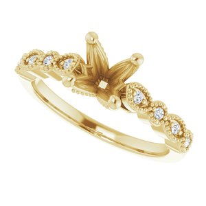 14K Yellow 6.5 mm Round .07 CTW Diamond Semi-Set Vintage-Inspired Engagement Ring