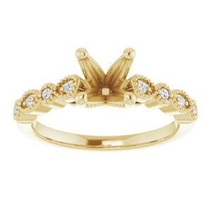 14K Yellow 6.5 mm Round .07 CTW Diamond Semi-Set Vintage-Inspired Engagement Ring