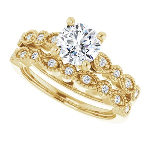 14K Yellow 6.5 mm Round .07 CTW Diamond Semi-Set Vintage-Inspired Engagement Ring