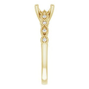 14K Yellow 6.5 mm Round .07 CTW Diamond Semi-Set Vintage-Inspired Engagement Ring