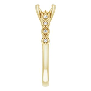 14K Yellow 6.5 mm Round .07 CTW Diamond Semi-Set Vintage-Inspired Engagement Ring