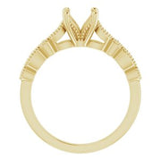 14K Yellow 6.5 mm Round .07 CTW Diamond Semi-Set Vintage-Inspired Engagement Ring