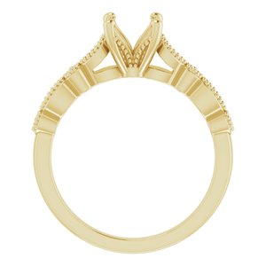 14K Yellow 6.5 mm Round .07 CTW Diamond Semi-Set Vintage-Inspired Engagement Ring