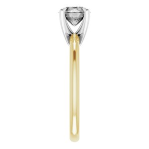 14K Yellow/White 6.5 mm Round Solitaire Engagement Ring Mounting