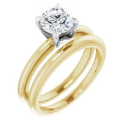 14K Yellow/White 6.5 mm Round Solitaire Engagement Ring Mounting