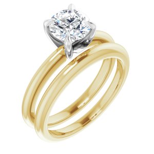 14K Yellow/White 6.5 mm Round Solitaire Engagement Ring Mounting