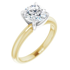 14K Yellow/White 6.5 mm Round Solitaire Engagement Ring Mounting