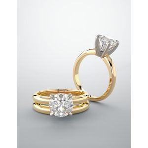 14K Yellow/White 6.5 mm Round Solitaire Engagement Ring Mounting