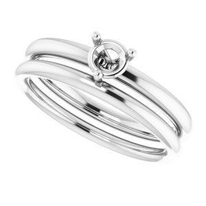 Sterling Silver 4.1 mm Round Engagement Ring Mounting