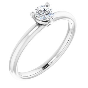 14K White 4.4 mm Round Engagement Ring Mounting