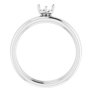 14K White 4.4 mm Round Engagement Ring Mounting